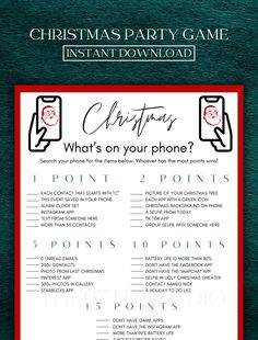 a christmas party game with the text what's on your phone?