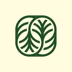 two green leaves are shown in the shape of a circle on a white background,