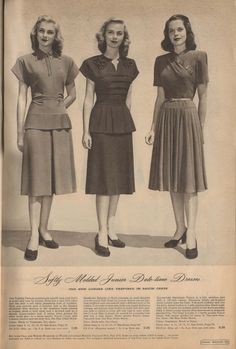 The Closet Historian: Cataloging Catalogs: Ward's Fall/Winter 1947-1948, More Dresses! 50s Asthetic, Urinetown Makeup, 1940's Dresses, 1940s Makeup, 40's Fashion, 1940 Style, Cheap Boutique Clothing, Autumn Dresses