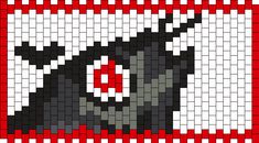 a black and white cat with red eyes is depicted in this pixel art quilt pattern