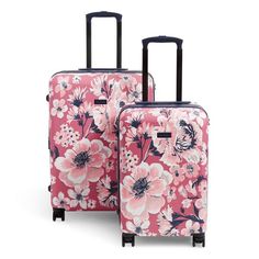 Vera Bradley Luggage, Pink Luggage, Cute Suitcases, Small Luggage, Cute Luggage, Grand Garden, Hardside Spinner Luggage, Spinner Luggage Sets, Womens Luggage