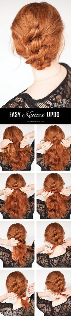 Hair Romance - Easy knotted hairstyle - click through for full tutorial Knot Updo, Hair Romance, Different Hair, Hairstyle Tutorial, Hair Updo, Good Hair Day, Bad Hair, Hair Today