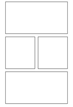 the four paneled paper is shown in black and white, with no lines on it