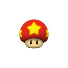 a mushroom with a yellow star on it's top, and the word super mario written