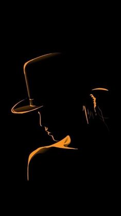 the silhouette of a man wearing a top hat