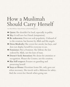 an article from the book how a muslim should carry herself, written in black and white