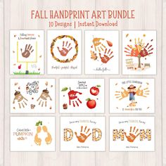 the fall handprint art bundle includes 10 designs, instant printables and more