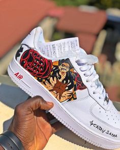 The perfect gift for friends, family, that special someone, or yourself ✨ - Exactly as shown in the pictures. - Brand New & Authentic. 💯  - Hand Painted with attention to detail. 👨‍🎨  - Waterproof and Flexible. ❤️  - Unisex model. Please refer to the Size Chart. - Free Worldwide Shipping. ✈︎ Luffy Air, Shoe Artwork, Af1 Custom, Painted Nikes, Custom Af1, Youthful Design, Air Force 1 Custom, Unique Sneakers, Custom Air Force 1