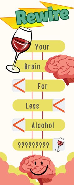 A brain rewiring itself for less alcohol with a big wine glass becoming much smaller Dealing With An Alcoholic, Less Alcohol, Recovering Alcoholic, Rewire Your Brain, Mindful Meditation, Meditation Exercises