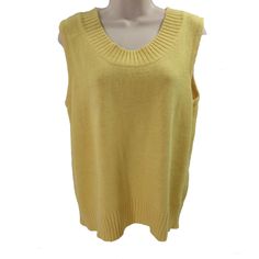 Storybook Knits Sweater Tank Top M Yellow Ramie Cotton Knit Sleeveless Vest #StorybookKnits #VestSleeveless #Work Storybook Knits, Movies Outfit, Career Wear, Sweater Tank Top, Sweater Tank, Patent Leather Heels, Sleeveless Vest, Knit Vest, Cotton Knit