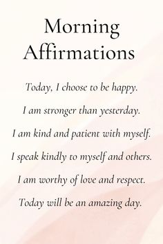 a poem written in black and white with the words'morning affirmationss '