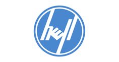 the h & m logo is shown in this blue and white circle on a white background