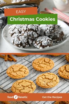 christmas cookies are cooling on a rack with cinnamon sticks