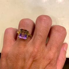 Absolutely Stunning, One Of A Kind, Custom Made Ametrine Ring. I Am Not Sure The Carat, But It Is Large As Seen In The Picture. It Is Amethyst And Citrine Grown Together. It Is Natural And Not Lab Generated, Which Makes It That More Rare. It Is Almost Flawless. I Believe It Is A Size 7. With 14k Yellow Gold On The Sides And 14k White Gold On The Ring And Prongs. It Is A Must See! Ametrine Ring, Emerald Cut Ring, Amethyst And Citrine, Emerald Cut Rings, Grow Together, Womens Jewelry Rings, Emerald Cut, Citrine, Custom Made