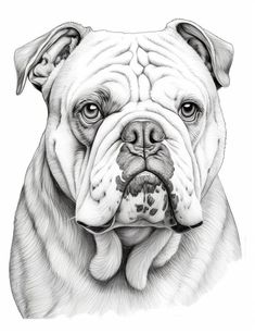 a pencil drawing of a bulldog's face