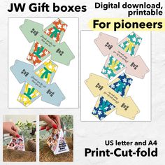 an image of some paper airplanes with the words jw gift boxes printable for pioneers