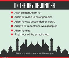 the day of jumuh in english and arabic with an image of mosques