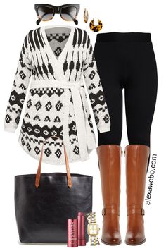 Wrap Cardigan Outfit, Cardigan Outfit Plus Size, Tan Riding Boots, Madewell Tote, Leggings Wide