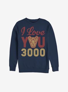 a sweatshirt with the words i love you 30000 in gold and red on it