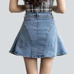 Introducing our 2023 Summer Collection's Flare Above-the-knee Denim Skirt that fuses the Y2K style with trendy fashion! Filled with nostalgia and youthful energy. this high-waisted shorts-skirt will make you the talk of the town!Why You'll Fall In LoveThis skort is a creative ode to the much-loved Y2K fashion era. patterned to make sure you stand out and turn heads. From its unique pieced-together design to its attention-grabbing high-waist silhouette. every detail is crafted to perfection.Unmis High Waist Denim Skirt For Spring, Trendy Non-stretch Mid-rise Mini Skirt, High Waist Denim Skort, Trendy Non-stretch Short Skirt, Trendy Non-stretch Short Length Skirt, Non-stretch Medium Wash Mini Skirt, Casual Non-stretch Mini Denim Skirt, Non-stretch Mini Skirt Casual, Casual Non-stretch Denim Mini Skirt