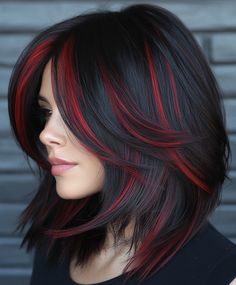 Black Velvet Hair with Burgundy Tones Dark Brown Hair With Red Streaks, Dark Red Underdye Hair, Autumn Hair Color Ideas, Natural Hair Fall, Closet Upgrade, Hair Color For Dark Skin, Red Hair Looks, Hair Color Plum