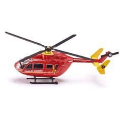 a red and yellow helicopter on a white background