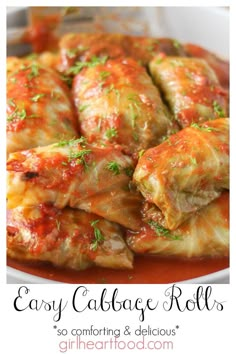 easy cabbage rolls with tomato sauce and parmesan cheese are the perfect appetizer