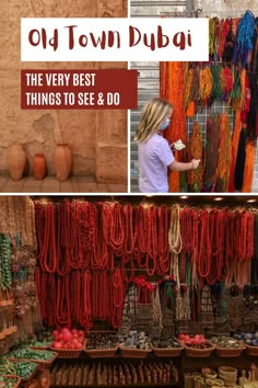 The souks and shopping in the old town Dubai Creek.  Vibrant Colours fills the markets and medina of Dubai United Arab Emirates - a travellers guide Places To Visit In Dubai, Dubai Creek Harbour, Dubai Market, Dubai Safari, Dubai Creek, Dubai Food