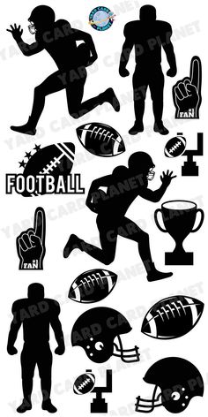 Football Silhouette Yard Card Flair Set Football Sillouhette, Football Printables, Football Roster, Football Clipart, Football Drawing, Football Diy