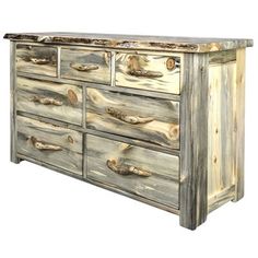 an old wooden dresser with many drawers