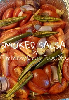 smoked salsa in a bowl with green beans and tomatoes