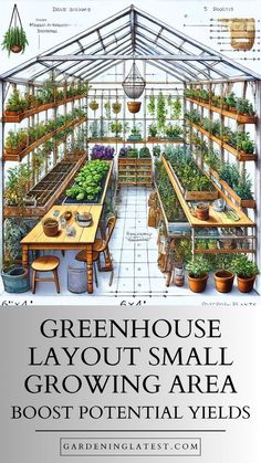 the greenhouse layout is shown with plants growing in it