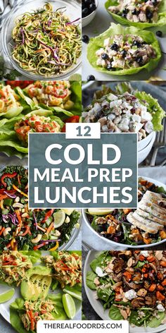 collage of cold meal lunches with text overlay