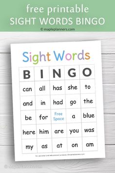 printable sight words bingo game for kids to practice sight words with the freebie