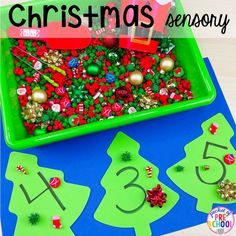 a christmas themed activity for kids to play in the snow with their numbers and decorations