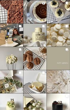 a collage of photos with different types of cakes and pastries on them, including cupcakes