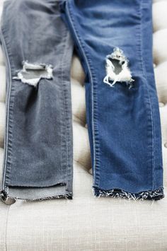 DIY: How To Cut The Hem Off Jeans | Red White & Denim Hippie Grunge Aesthetic, Clothing Hacks Diy, Hacks For Clothes, Jeans Refashion, Off White Jeans, Short Person