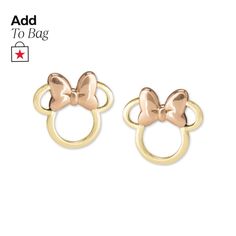 in stock Minnie Mouse Silhouette, Mouse Silhouette, Minnie Mouse Earrings, Earring Stud, Fine Jewellery Earrings, Disney Trips, Gold Rose, Minnie Mouse, Jewelry Watches