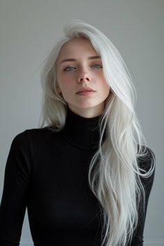 Long White Hair, Hair Reference, American Beauty, White Hair, Pretty Face, Pretty Hairstyles, Woman Face, Blue Hair, Blue Eyes