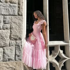 Modern Cottage Core Outfit, Pink Dress Princess, Princess Aesthetic Outfits, Modern Cottage Core, Bohemian Vintage Dress, Cottage Core Outfit, Estilo Indie, Coquette Girl, Girls Pink Dress