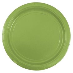 a green paper plate on a white background