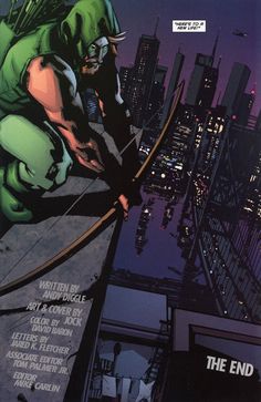 an image of a comic book cover that is being read by the comics character green arrow