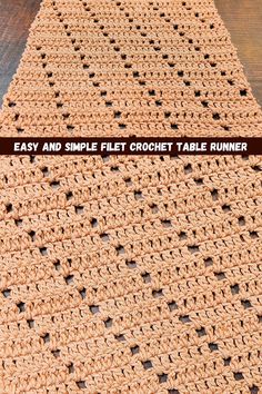 an easy and simple crochet table runner is shown with the text, easy and simple