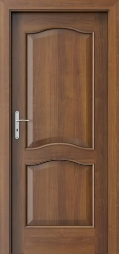 a wooden door with glass on the side