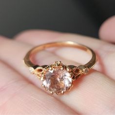 14k Morganite Engagement Ring! Rose Gold! Worn For Less Than A Year & Recently Cleaned By A Jeweler! Different Color Stone Engagement Rings, Cute Gold Engagement Rings, Sunset Engagement Ring, Sapphire Engagement Ring Pink, Rose Quartz Ring Gold, Gold Non Traditional Engagement Ring, Oregon Sunstone Engagement Ring, Bridgerton Engagement Ring, Cottage Core Engagement Ring