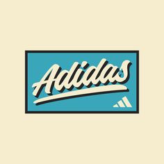 the logo for adidas is shown in blue and white, with black lettering on it