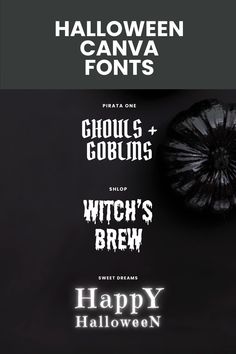 some type of font that is black and white with the words happy halloween on it