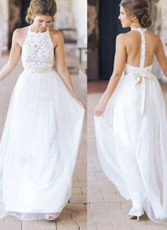 two pictures of a woman wearing a white dress