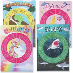 three children's books about dinosaurs, sharks and other animals with their names on them