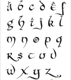 an old english alphabet with black ink